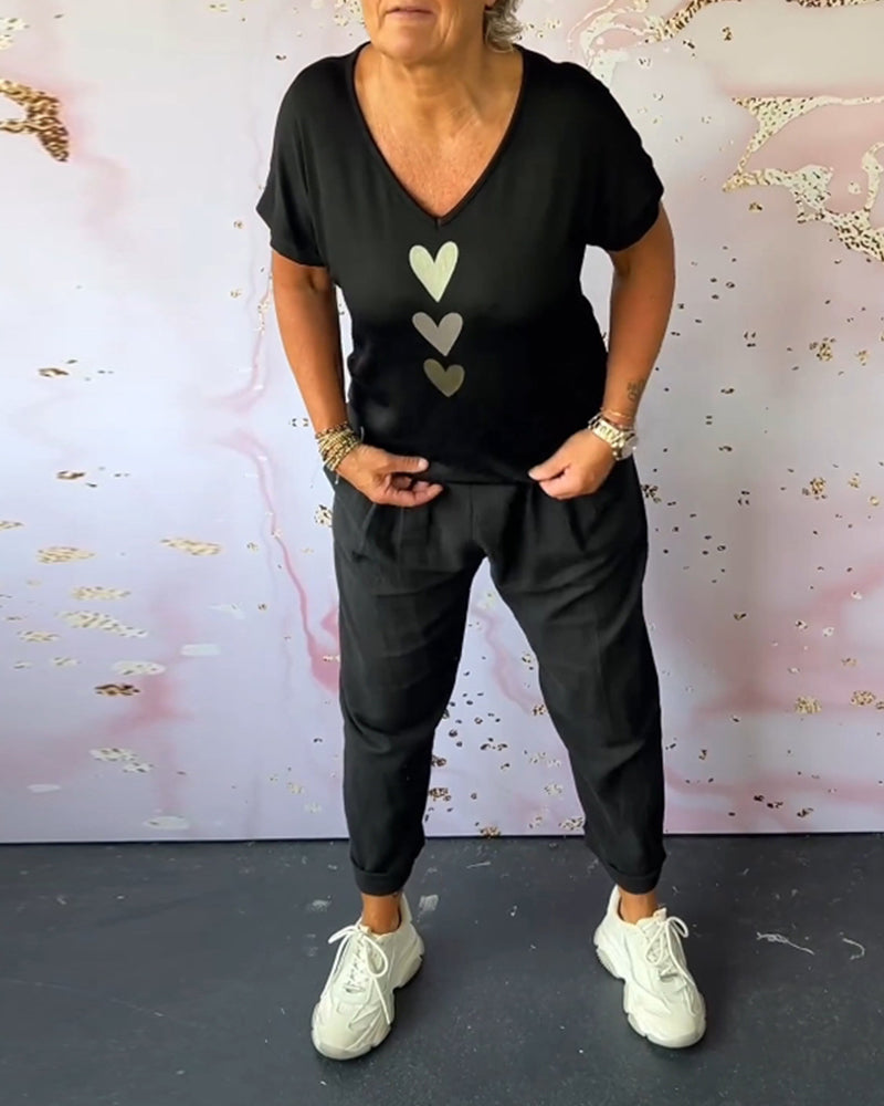 Ensfarvede loungewear bukser med elastisk talje