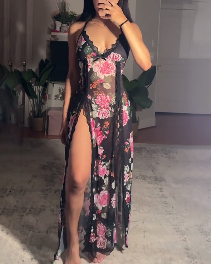Kjole sexet blonde rose print slids