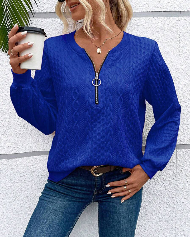 Langærmet lyserød sweatshirt med lynlås