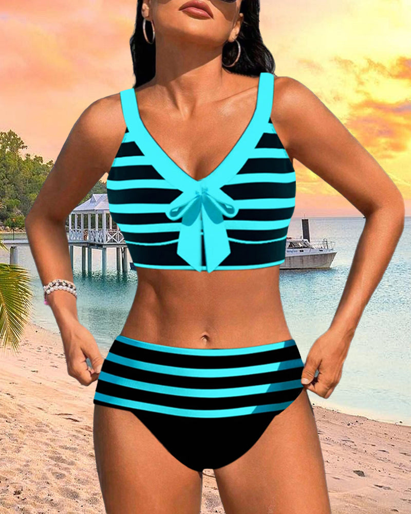 Bikinier med høy midje stripe