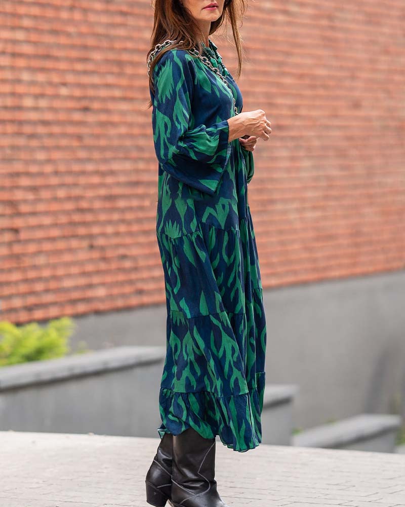 Mønstret kjole med knapper