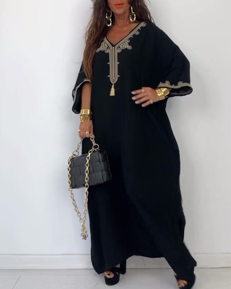 V-halset enkel kjole i løs pasform