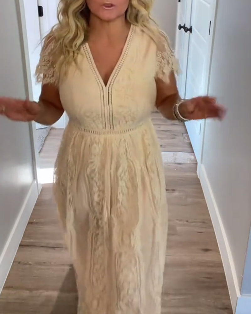 Kjole V-Hals Elegant Spidsliv