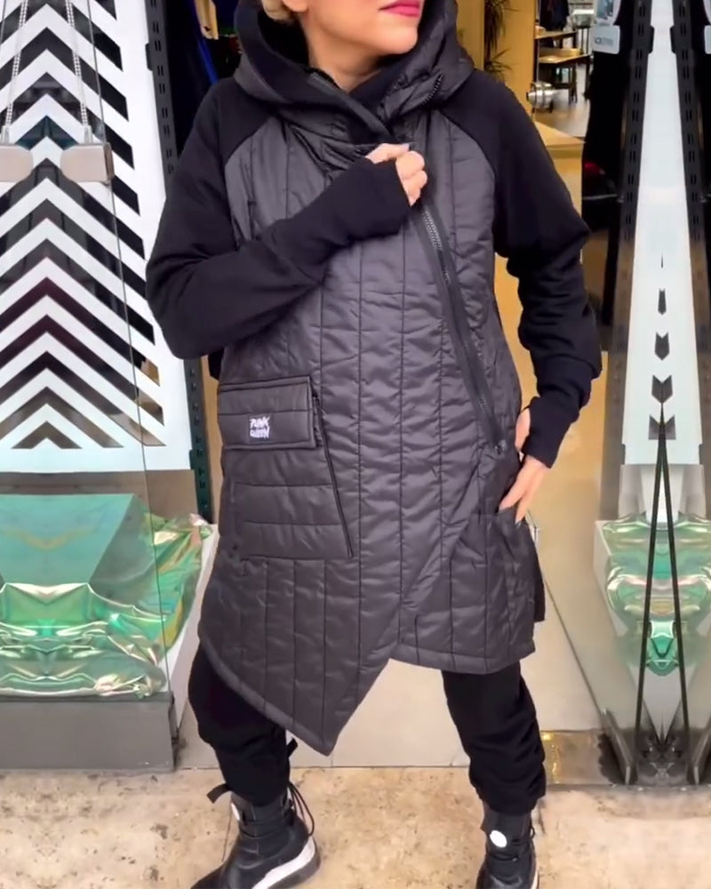 Vaffelmønstret jakke med hætte