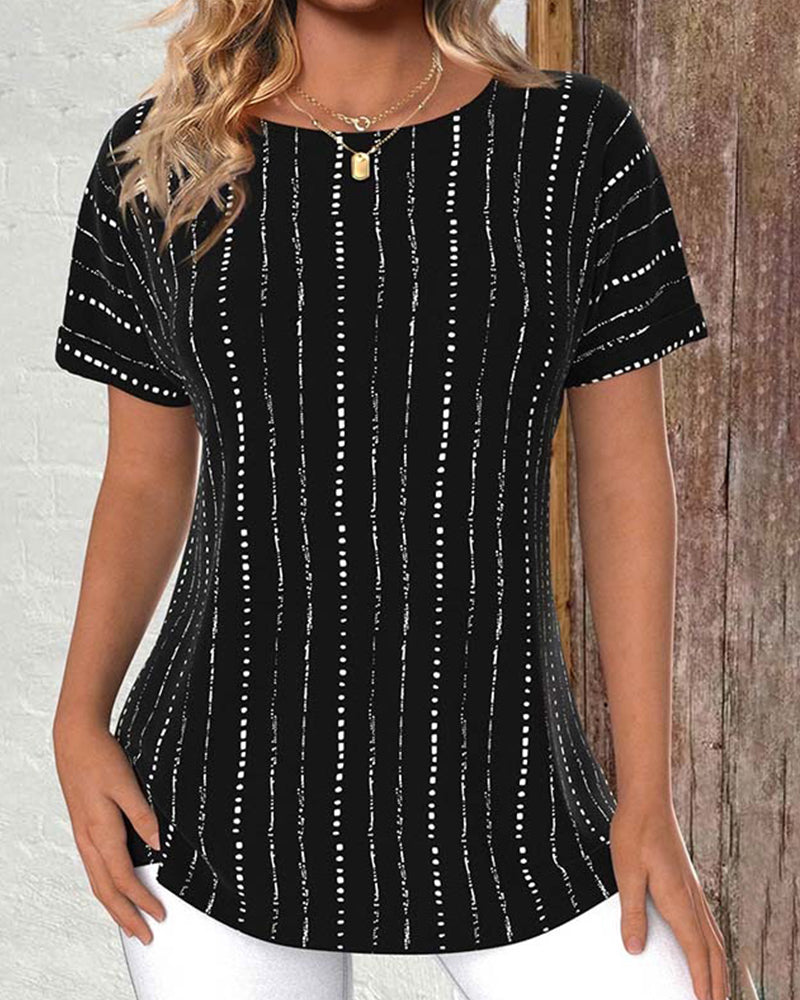 T-shirt med rund hals og print, afslappet design