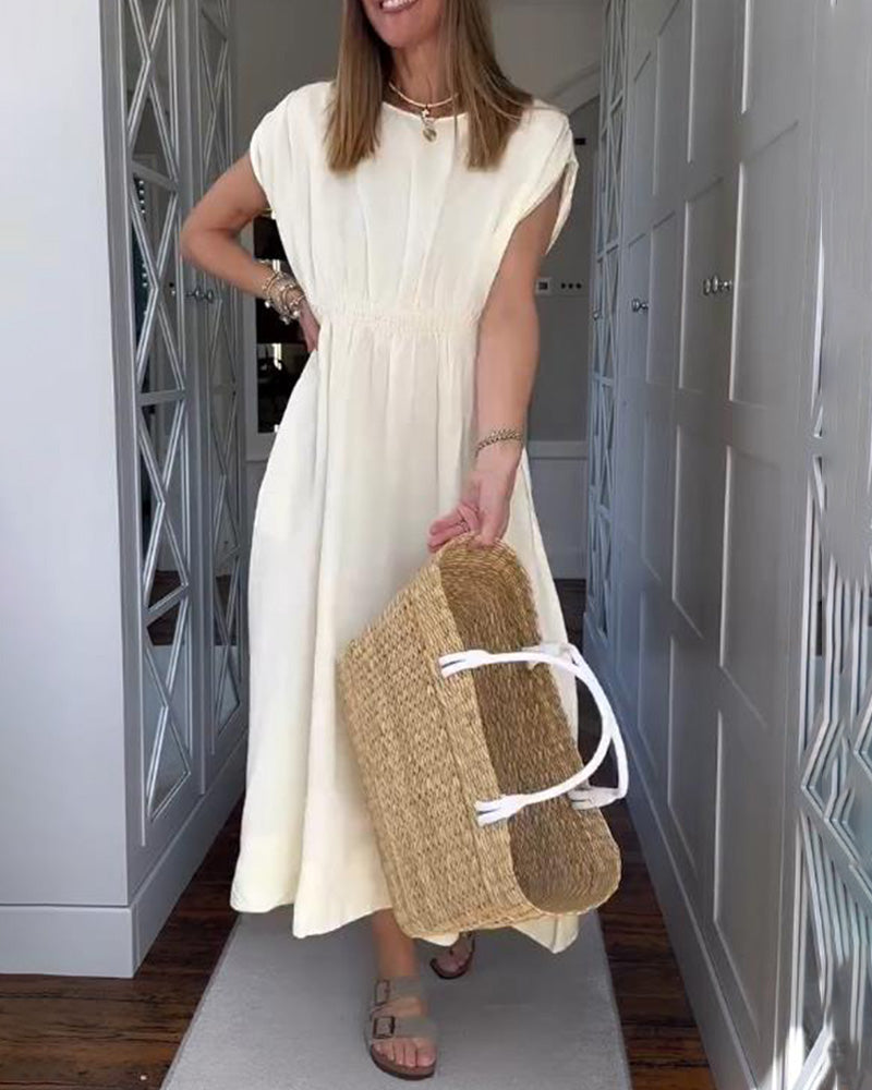 Kjole Elegant Ensfarvet Markeret Talje