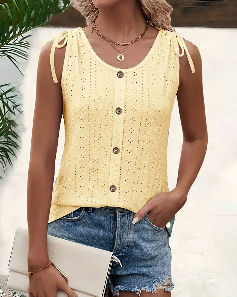 Tanktop Bindebånd Hul Ærmeløs