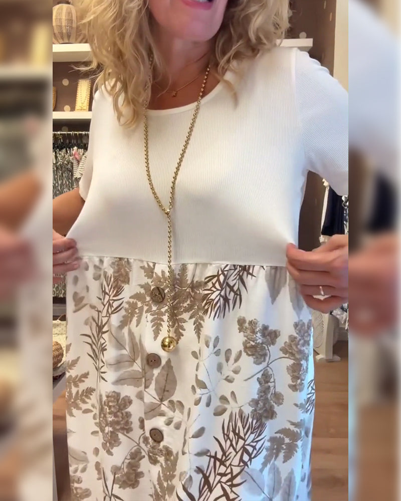 Kjole afslappet temperament trykt rund hals