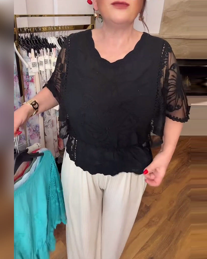 Bluse Med Flagermuseærme Og Meshpanel