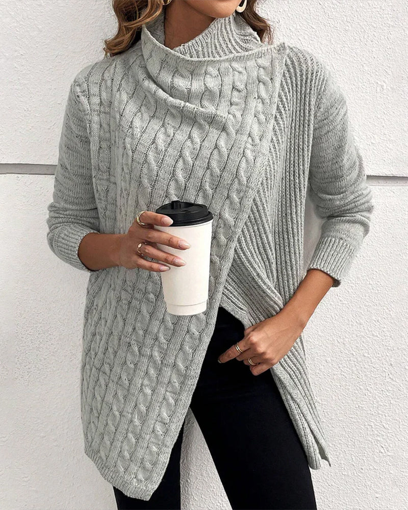 Slå-om sweater med høj hals