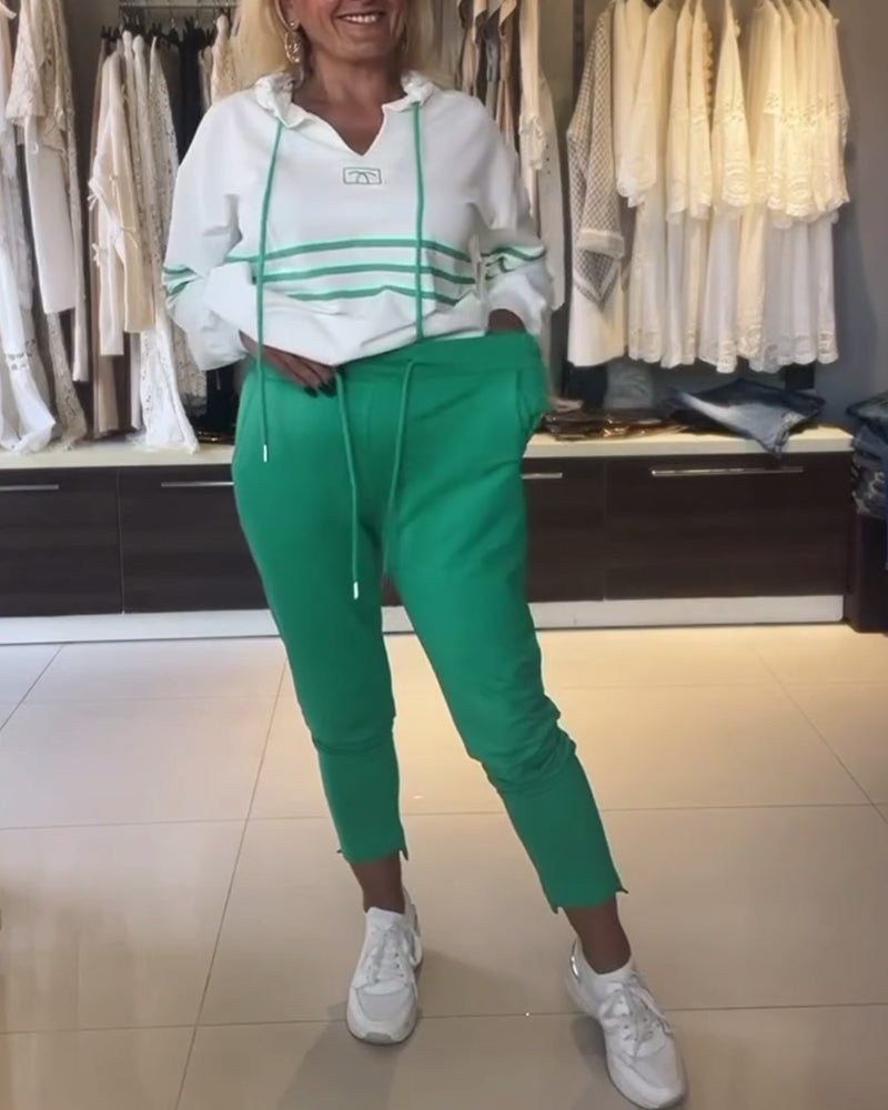 To-delt sæt | Stribet hættetrøje og bukser