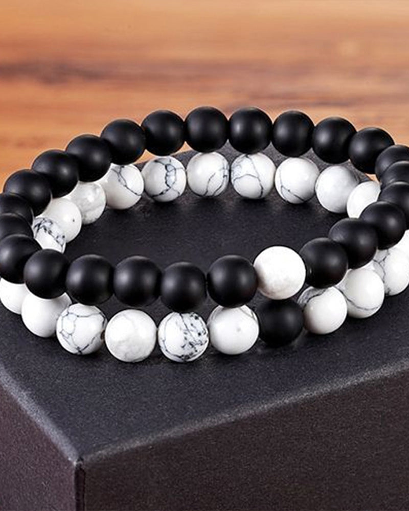 Sort og hvid perlevævet pararmbåndssæt