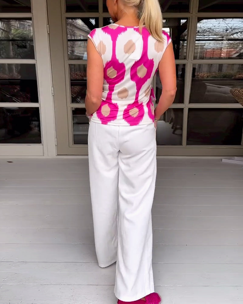 Tanktop med print og knudedesign