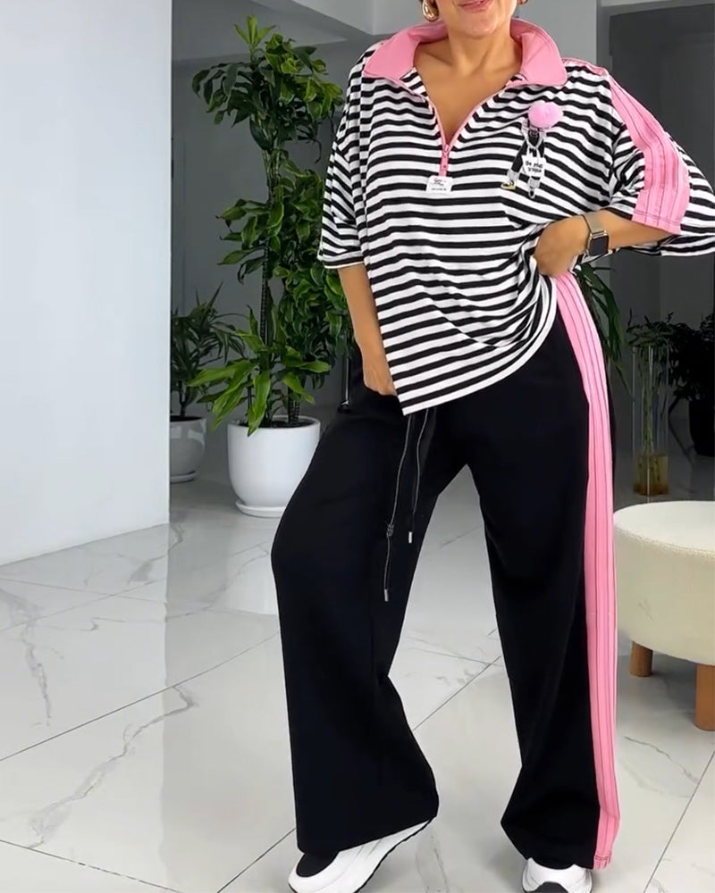 Dragt Stribet Print Løse Bukser