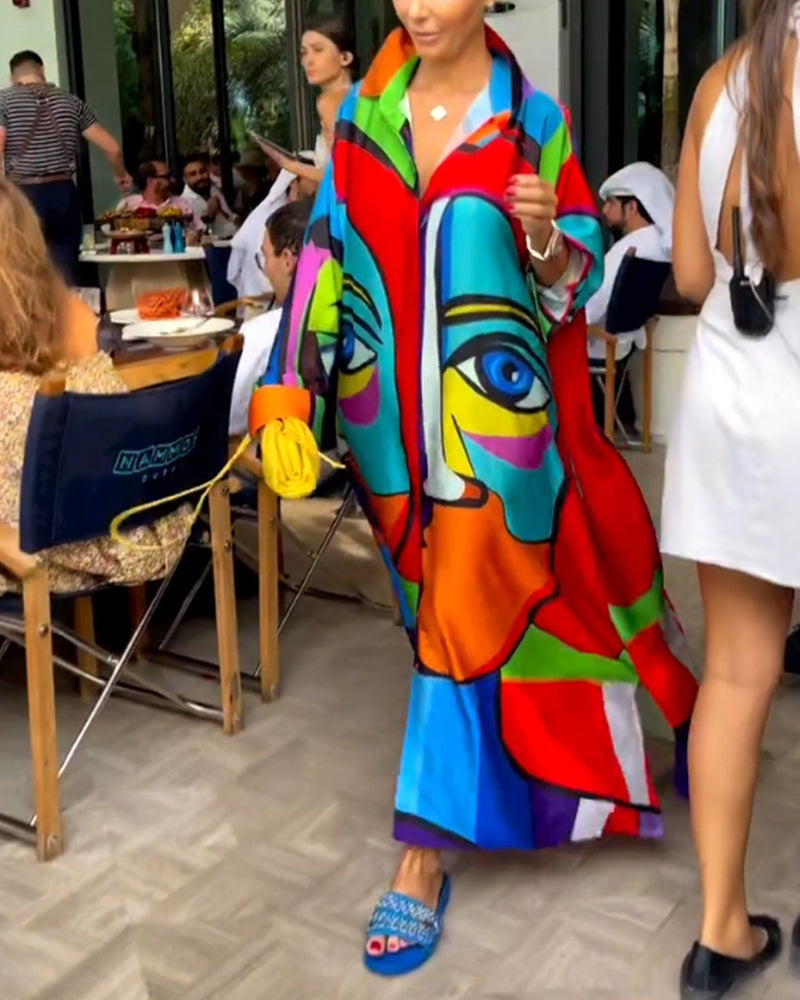 Farverig figur løs kjole