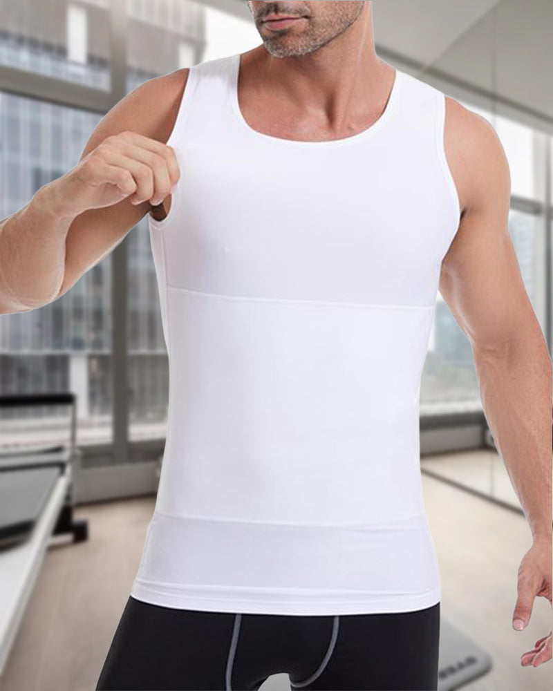 Ensfarvet tanktop i tætsiddende pasform (Herre)