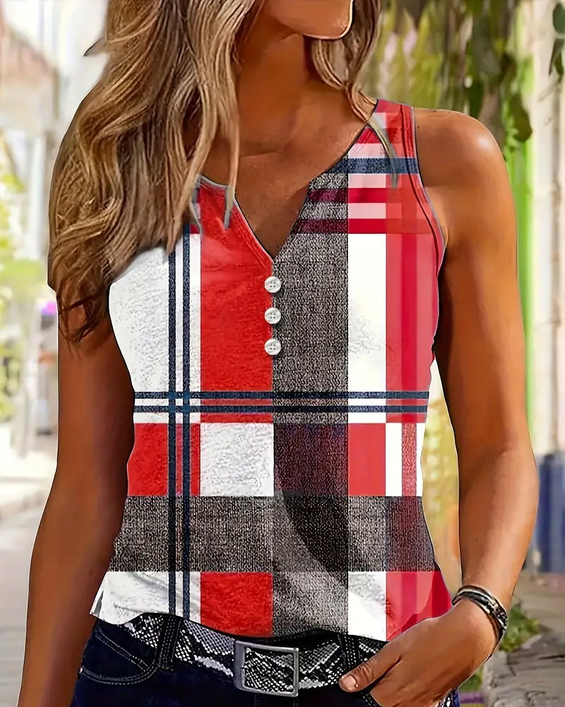 Tanktop Ærmeløs Printet Ternet