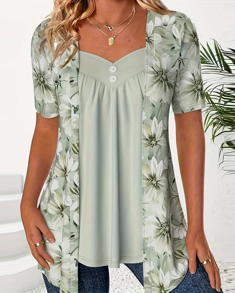 Bluse Trykt Falsk To-Del