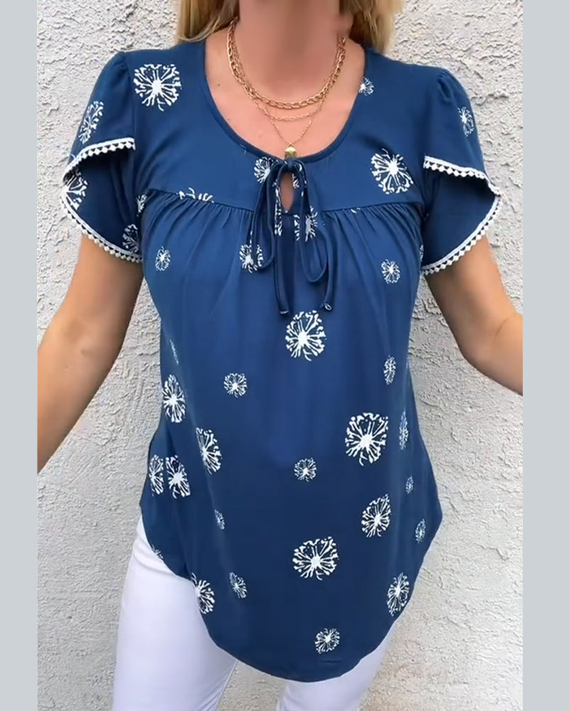 Bluse Petalærme Print Tie-Dye
