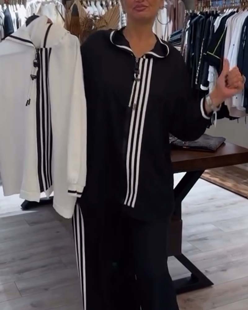 To-delt sæt | Hættetrøje og bukser med kontrasterende striber