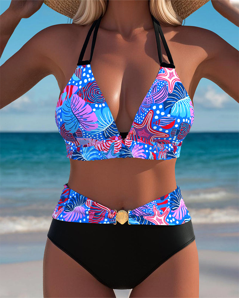 Bikini Sexet Halterneck Bh Trykt