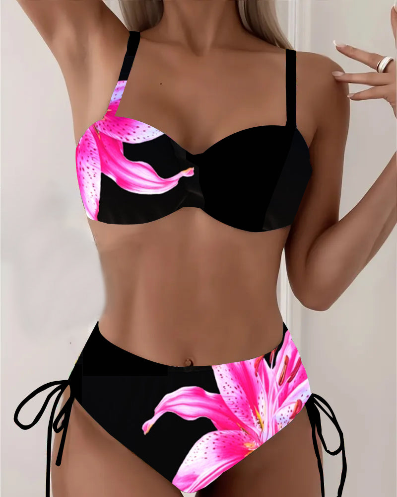 Bikini Triangel Snørre Blomsterprint