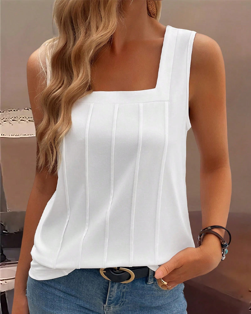 Tanktop Vid Krave Ensfarvet