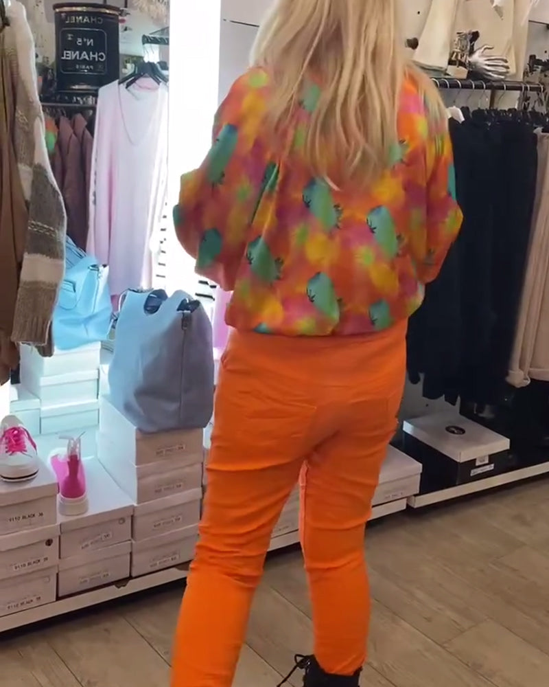 Orange bluse med reverskrave