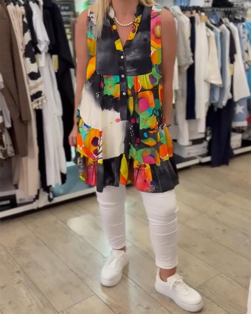 Tank Top Retro Mode Ærmeløs Trykt