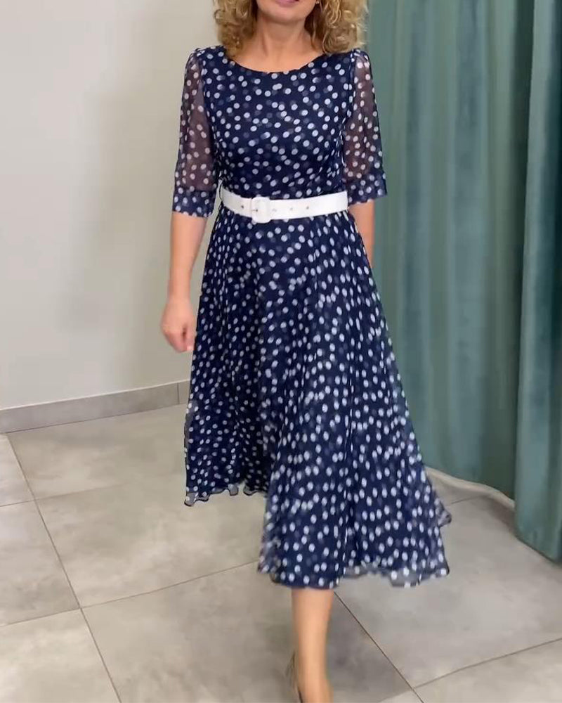 Kjole Halværmede Prik Chiffon
