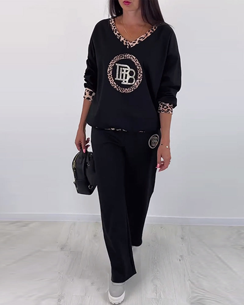 Sort to-delt sæt | Sweatshirt med monogram og bukser