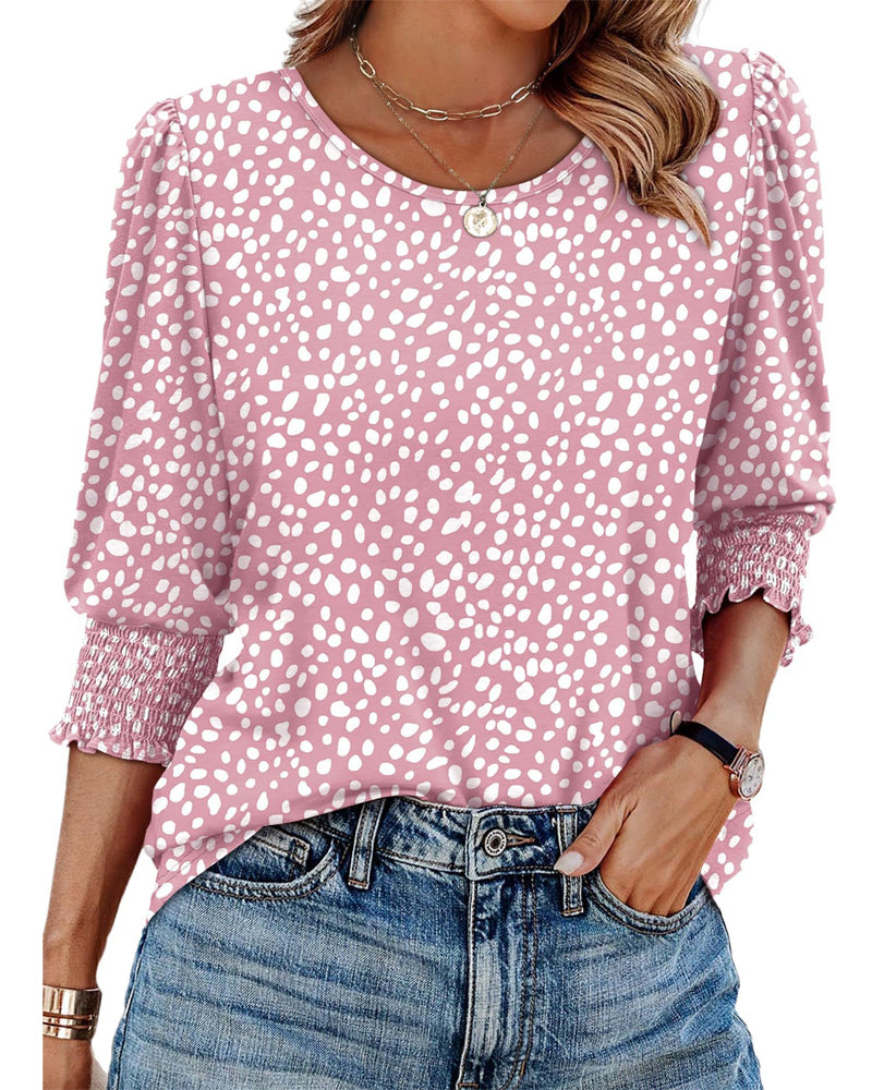 Bluse Pufærme Printet