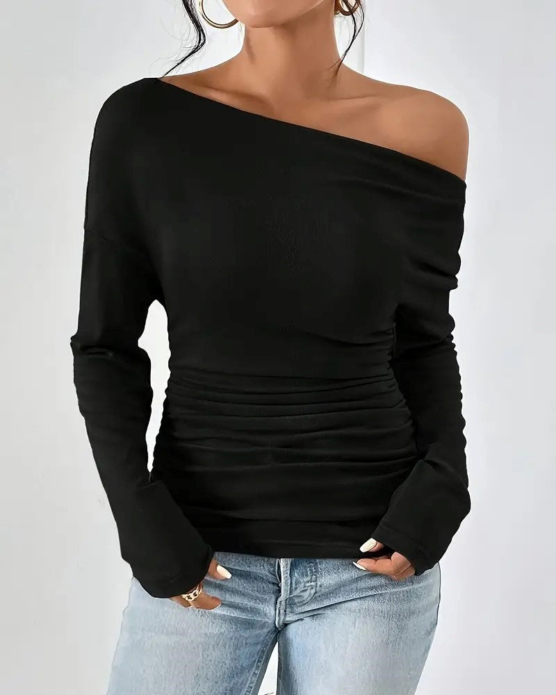 Sort off-shoulder bluse