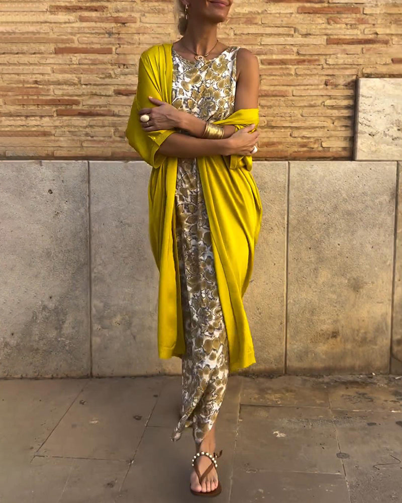 Elegant to-delt sæt med vintageprint