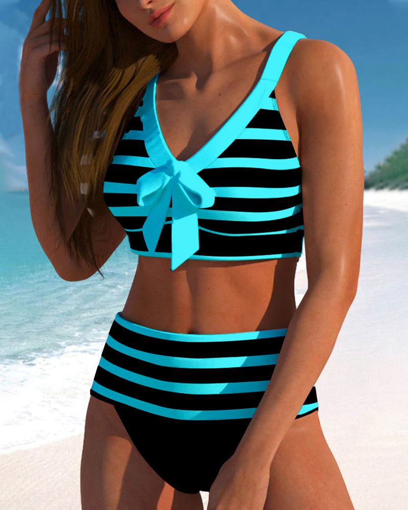 Bikinier med høy midje stripe
