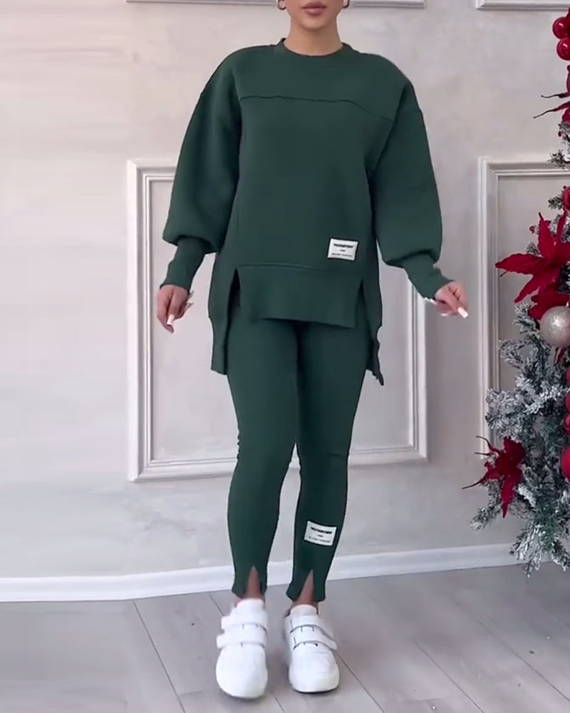 Fashionabelt Trykt To-Delers Sæt – Afslappet Stil