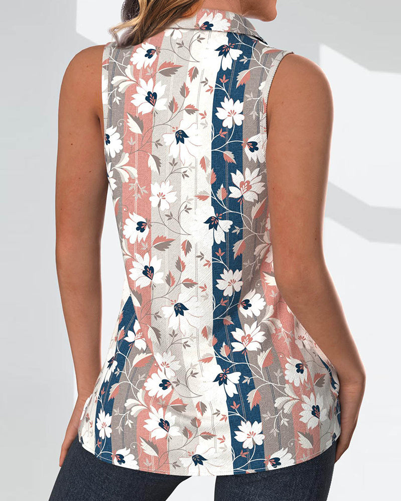 Afslappet ærmeløs top med print