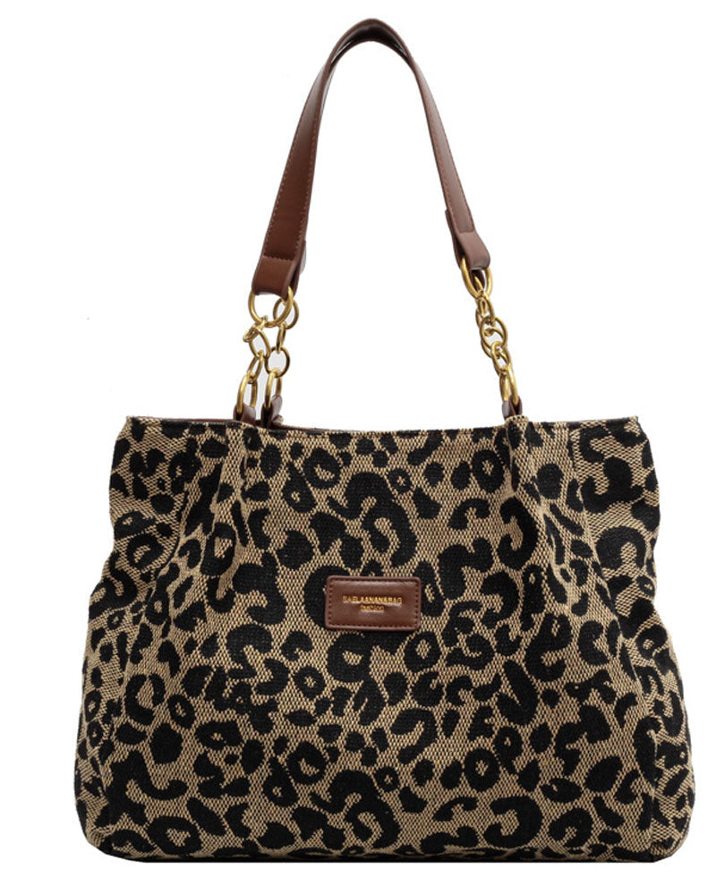 Leopardprint skulder- og underarmstaske