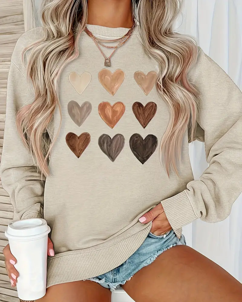 Sweatshirt Farverig Hjerteformet Trøje