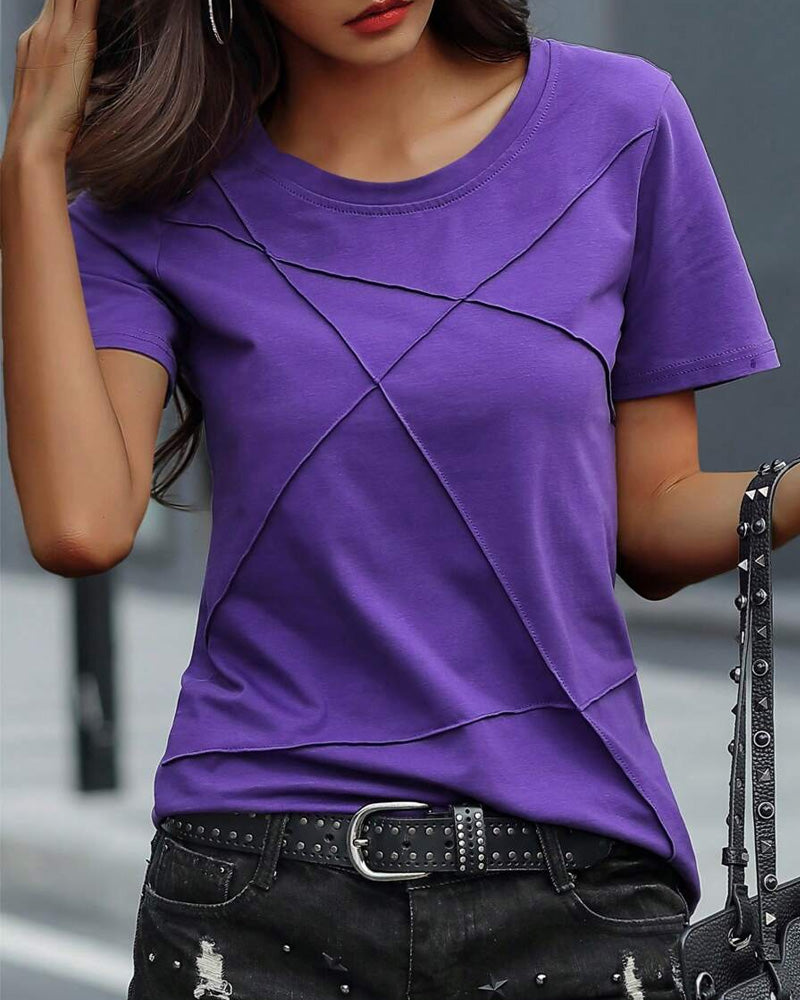 T-Shirt Rund Hals Ensfarvet Slim Fit
