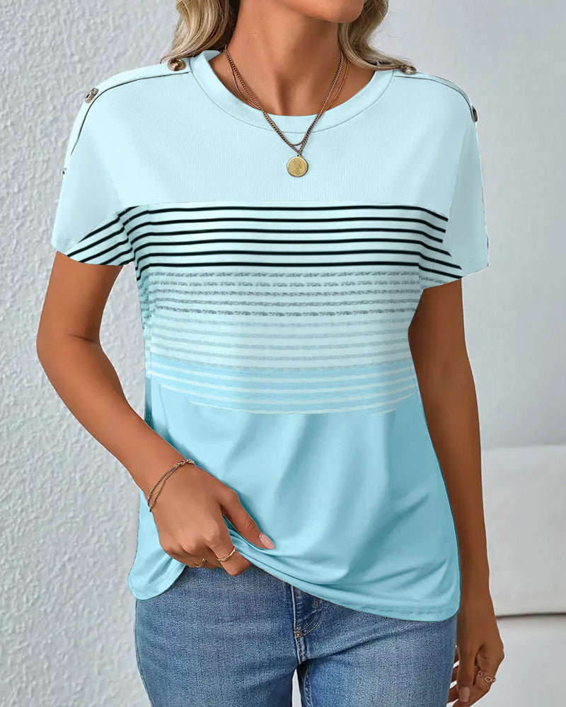 T-Shirt Kortærmet Stribet Print