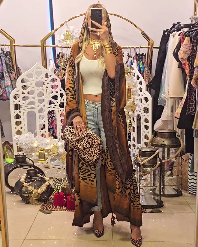 Frakke Batwingærme Leopardprint