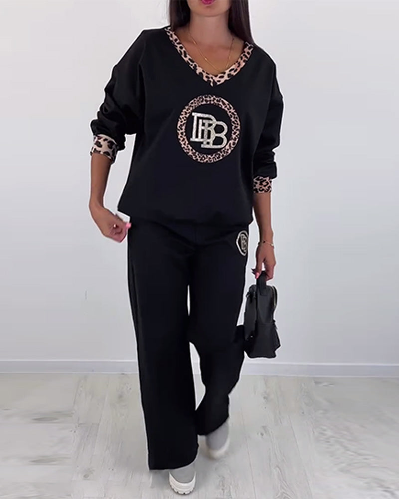 Sort to-delt sæt | Sweatshirt med monogram og bukser