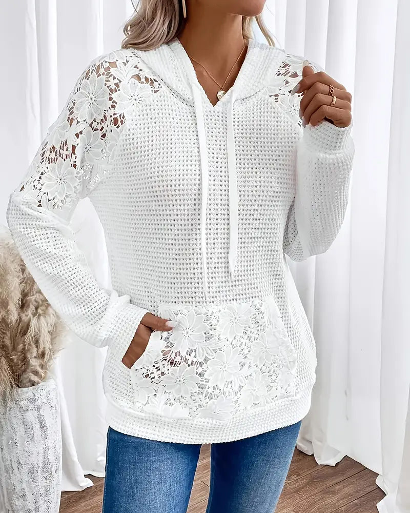 Hoodie V-Hals Lange Ærmer Blonde Afslappet