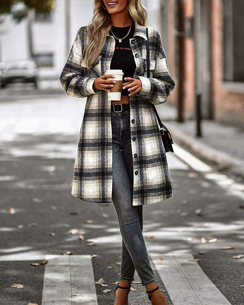 Lang ternet skjorte med lommer