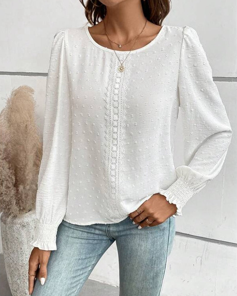 Bluse Enkel Rund Hals Ensfarvet