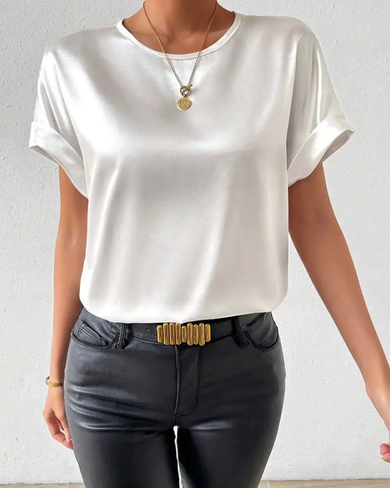 T-Shirt Rund Hals Satin Glat