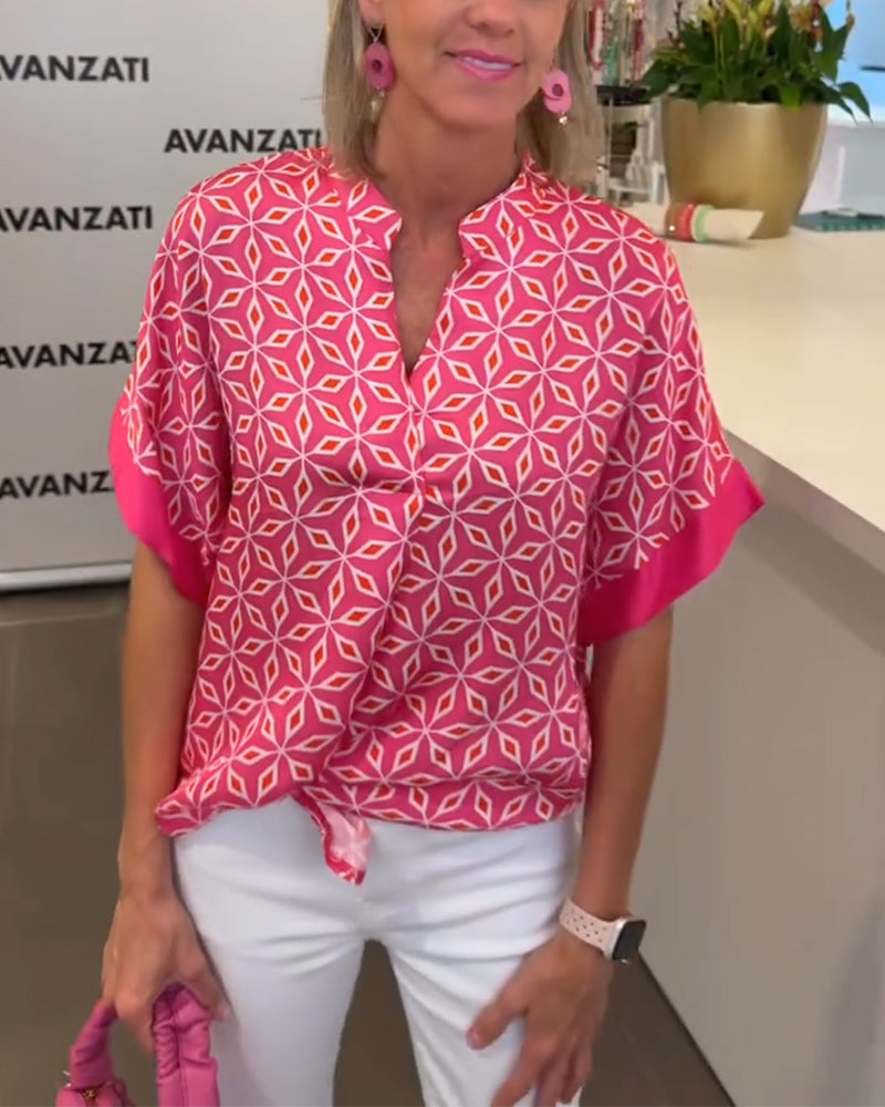 Bluse V-hals Trykt