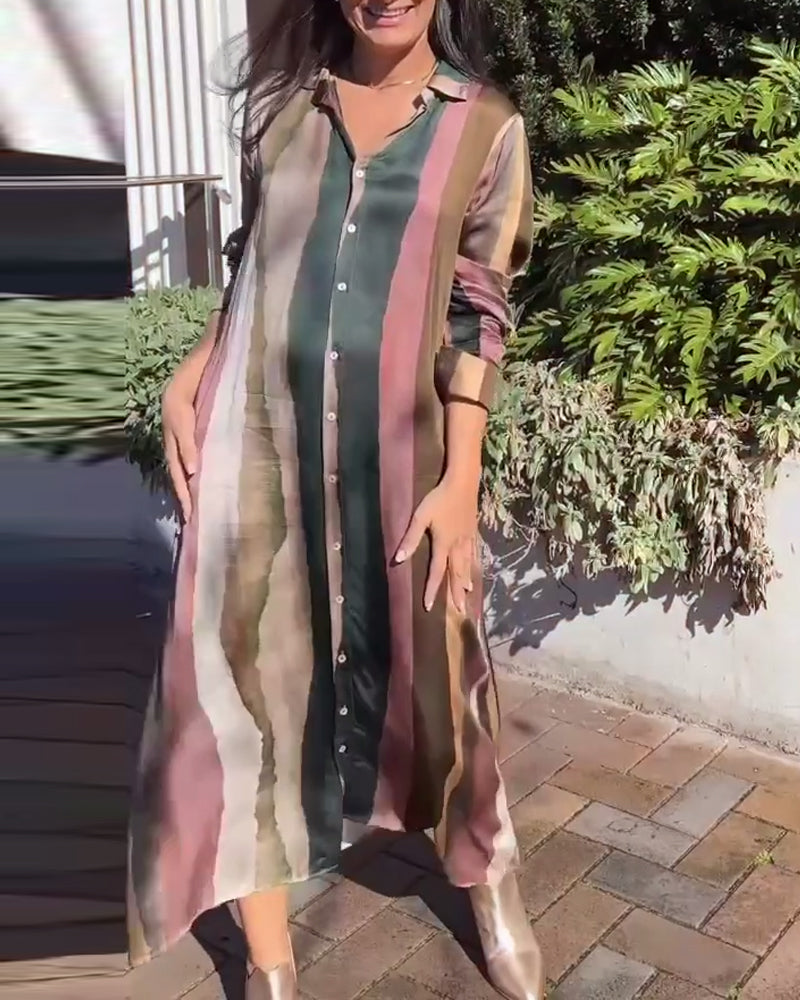 Afslappet skortekjole med striber