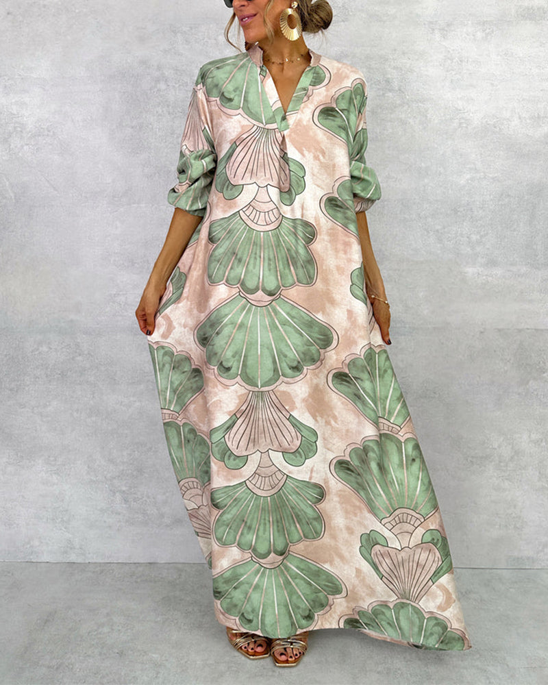 Kjole Med Elegant Stil Og Bladprint